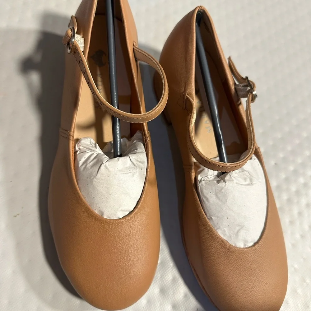 Mariia Tan Mariia Soft Leather Mary Jane Tap Shoes Size 1 1/2W NEW NIB